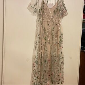 Elegant Floral Sheer Maxi Dress